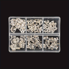 60pcs 3D Mixed Crown Shape Nail Charms Crystal Alloy Nail Art Jewelry