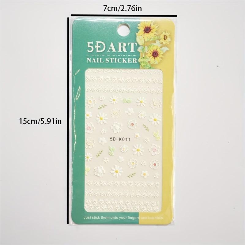 Spring Daisy Nail Art Stickers Yellow Colorful Flower Nail Decals