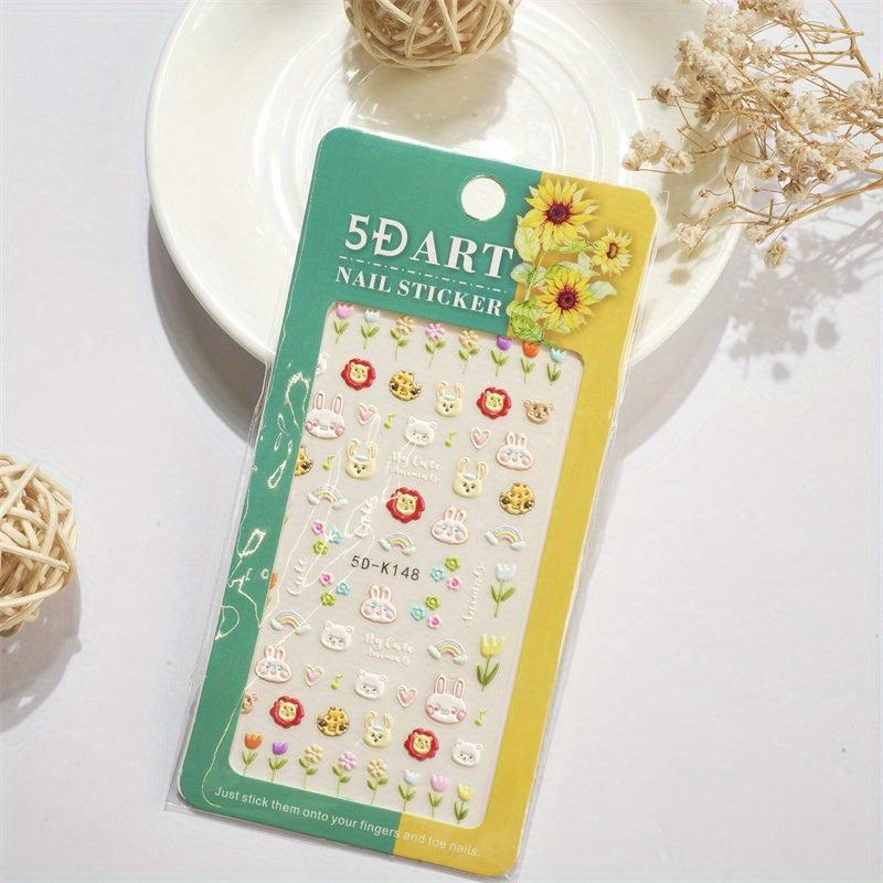 Spring Daisy Nail Art Stickers Yellow Colorful Flower Nail Decals