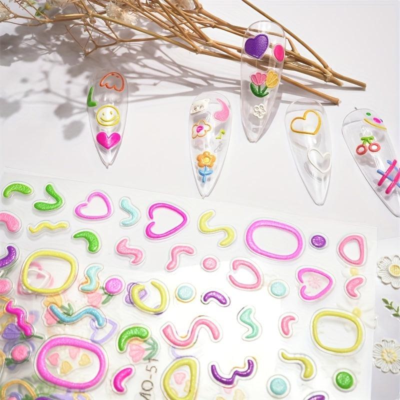 Spring Daisy Nail Art Stickers Yellow Colorful Flower Nail Decals