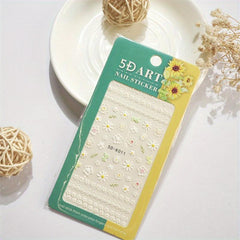 Spring Daisy Nail Art Stickers Yellow Colorful Flower Nail Decals