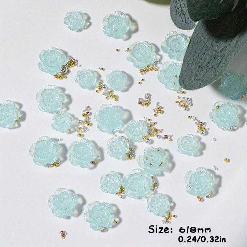 50Pcs 3D Acrylic Aurora Camellia Nail Art Jewelry Acrylic Resin Flowers