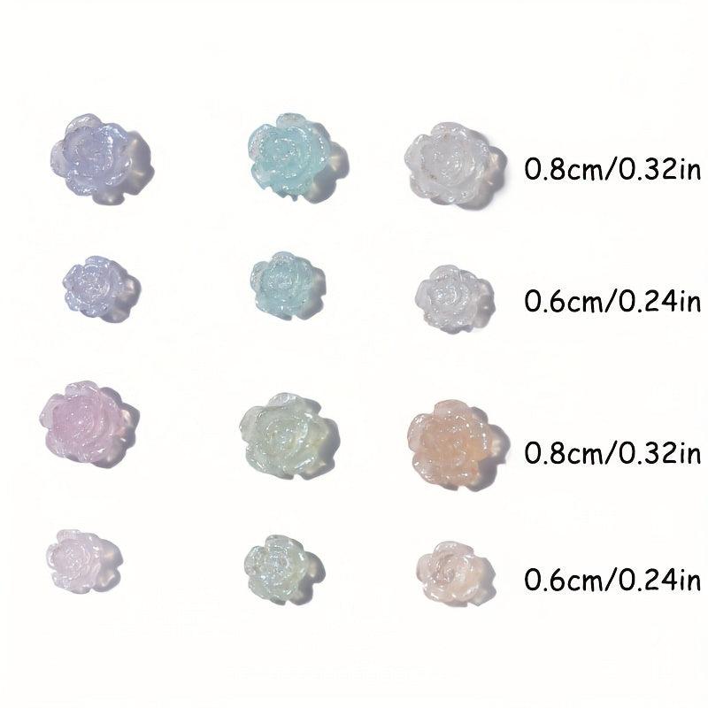 50Pcs 3D Acrylic Aurora Camellia Nail Art Jewelry Acrylic Resin Flowers