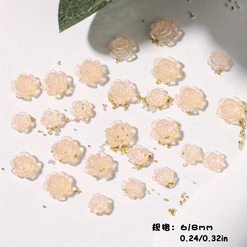 50Pcs 3D Acrylic Aurora Camellia Nail Art Jewelry Acrylic Resin Flowers