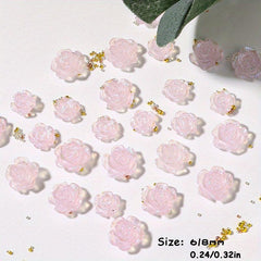 50Pcs 3D Acrylic Aurora Camellia Nail Art Jewelry Acrylic Resin Flowers