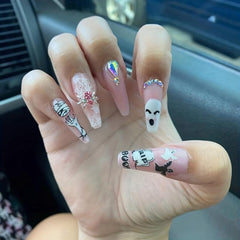 Halloween Spider Nail Charms with Rhinestone 3D Punk Retro Nail Accessories