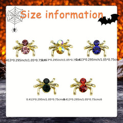Halloween Spider Nail Charms with Rhinestone 3D Punk Retro Nail Accessories