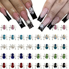 Halloween Spider Nail Charms with Rhinestone 3D Punk Retro Nail Accessories