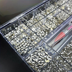 8600pcs Rhinestones Kit with Diamond Storage Box and Wax Pen