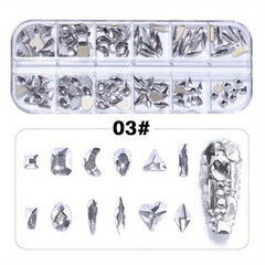 Nail Rhinestones Kit Nail Art Gems Flatback Round Heart Crystal Stones