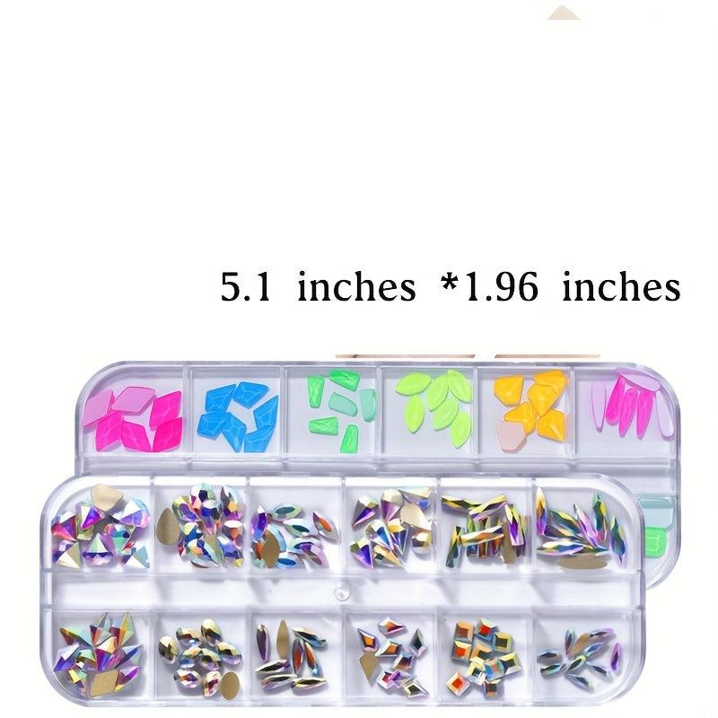 Nail Rhinestones Kit Nail Art Gems Flatback Round Heart Crystal Stones