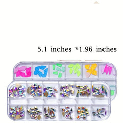 Nail Rhinestones Kit Nail Art Gems Flatback Round Heart Crystal Stones