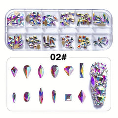 Nail Rhinestones Kit Nail Art Gems Flatback Round Heart Crystal Stones