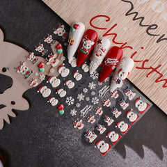5D Christmas Nail Art Stickers Santa Claus Snowflake Elk Snowman Nail Decals