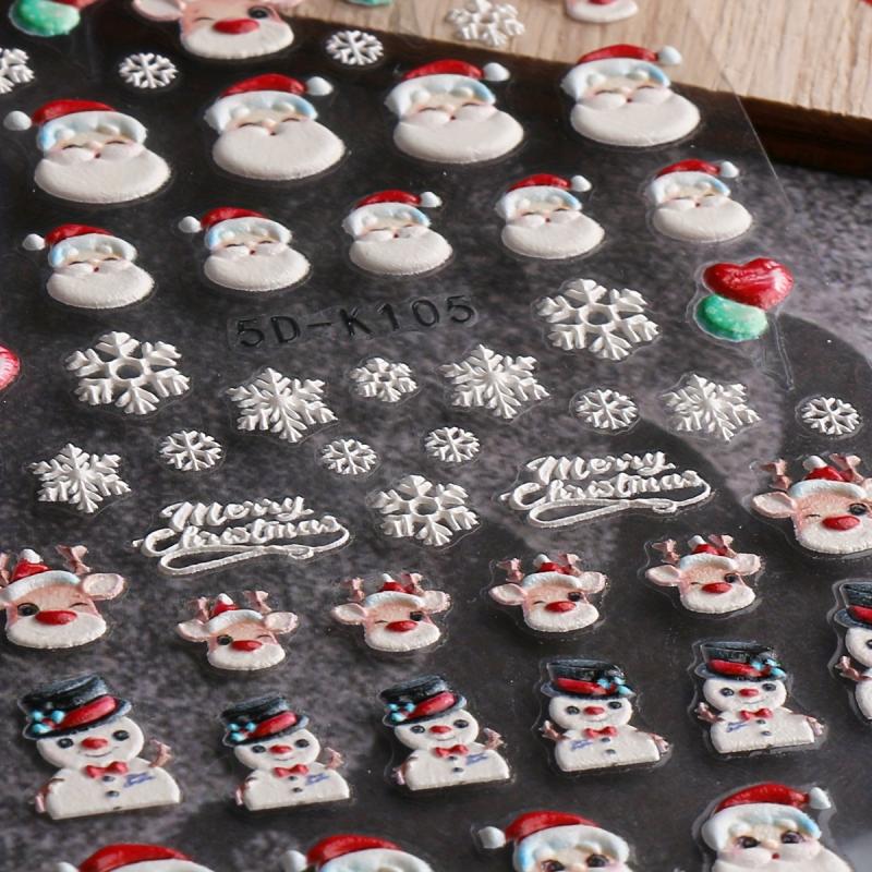 5D Christmas Nail Art Stickers Santa Claus Snowflake Elk Snowman Nail Decals