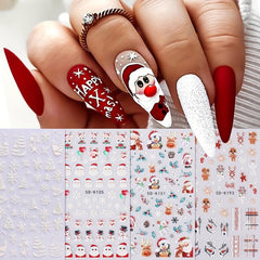 5D Christmas Nail Art Stickers Santa Claus Snowflake Elk Snowman Nail Decals