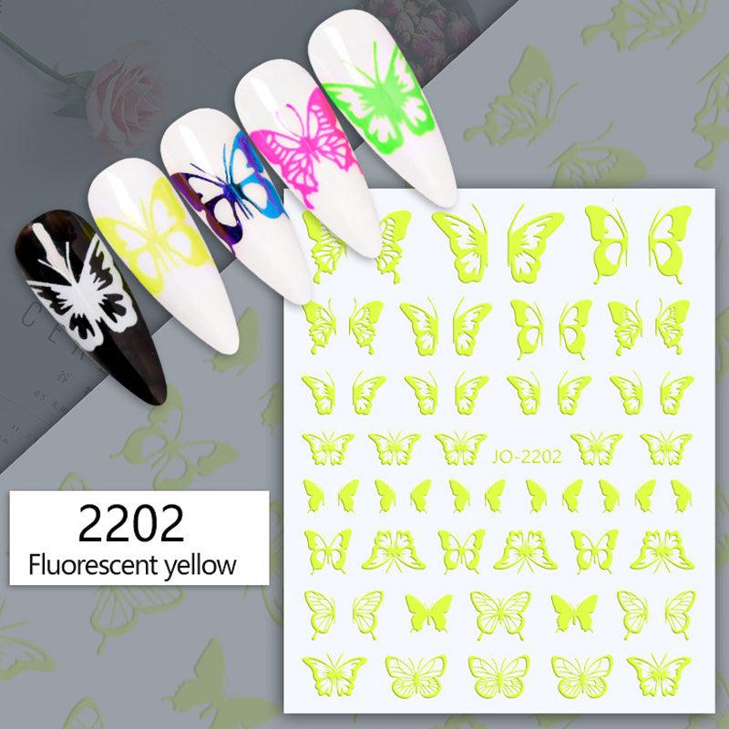 Butterfly Nail Stickers 3D Nail Art Supplies Self Adhesive Decals 12 Colors