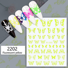 Butterfly Nail Stickers 3D Nail Art Supplies Self Adhesive Decals 12 Colors