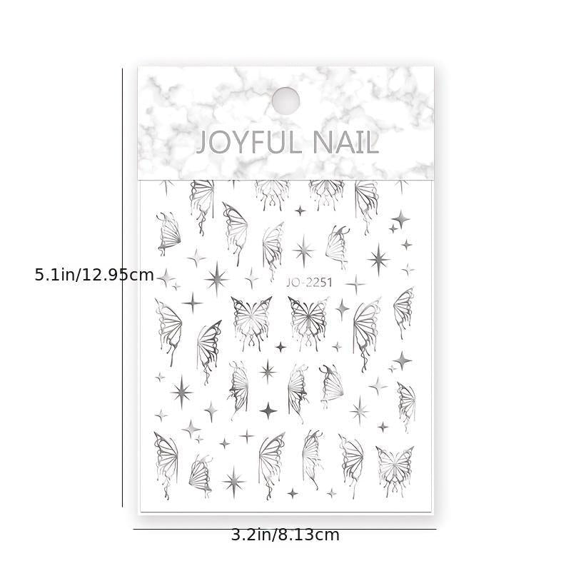 Butterfly Nail Stickers 3D Nail Art Supplies Self Adhesive Decals 12 Colors