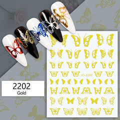 Butterfly Nail Stickers 3D Nail Art Supplies Self Adhesive Decals 12 Colors
