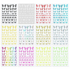 Butterfly Nail Stickers 3D Nail Art Supplies Self Adhesive Decals 12 Colors