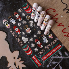 Christmas Nail Art Stickers - Santa Snowflake Elk Tree Decal