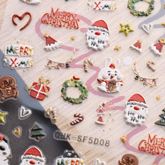 Christmas Nail Art Stickers - Santa Snowflake Elk Tree Decal