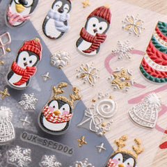 Christmas Nail Art Stickers - Santa Snowflake Elk Tree Decal