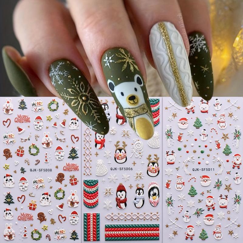 Christmas Nail Art Stickers - Santa Snowflake Elk Tree Decal