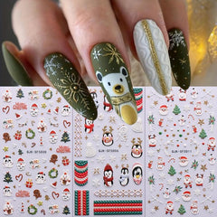 Christmas Nail Art Stickers - Santa Snowflake Elk Tree Decal