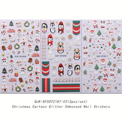 Christmas Nail Art Stickers - Santa Snowflake Elk Tree Decal