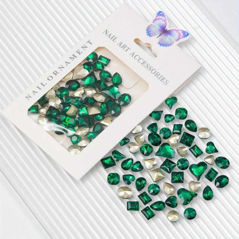 50pcs Mix Shaped Rhinestones 3D Glass Nail Art Gem