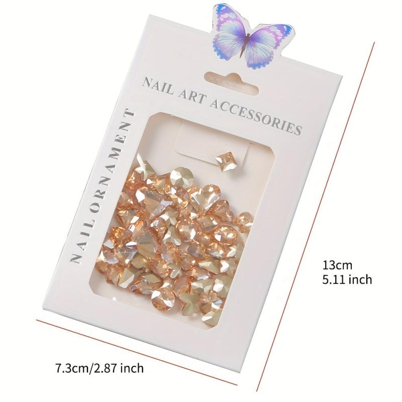 50pcs Mix Shaped Rhinestones 3D Glass Nail Art Gem