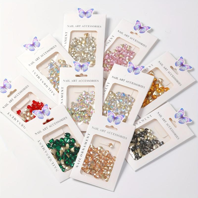 50pcs Mix Shaped Rhinestones 3D Glass Nail Art Gem