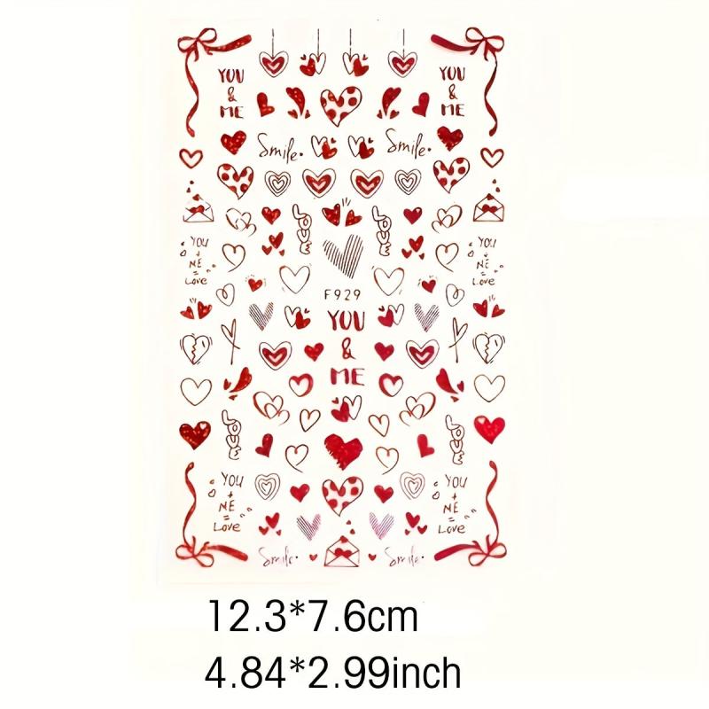 2pcs Glitter French Tip Nail Stickers Heart Star Butterfly Nail Art Decals