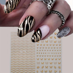 2pcs Glitter French Tip Nail Stickers Heart Star Butterfly Nail Art Decals