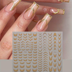 2pcs Glitter French Tip Nail Stickers Heart Star Butterfly Nail Art Decals