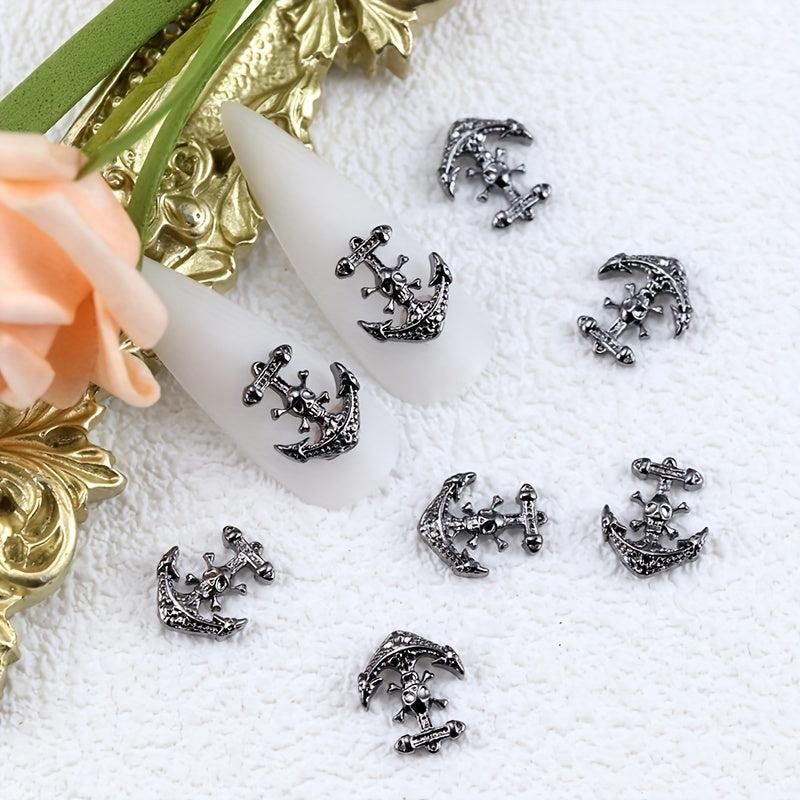 10pcs 3D Alloy Skull Nail Art Charms Halloween Nail Art Accessories