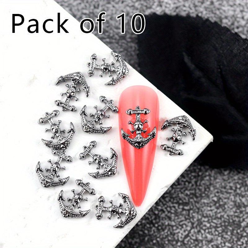 10pcs 3D Alloy Skull Nail Art Charms Halloween Nail Art Accessories