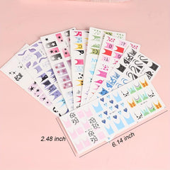 Y2K Girls Nail Art Water Stickers Colorful French Smile Fire Stars Nail Transfer