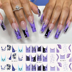 Y2K Girls Nail Art Water Stickers Colorful French Smile Fire Stars Nail Transfer