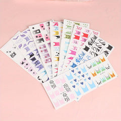 Y2K Girls Nail Art Water Stickers Colorful French Smile Fire Stars Nail Transfer