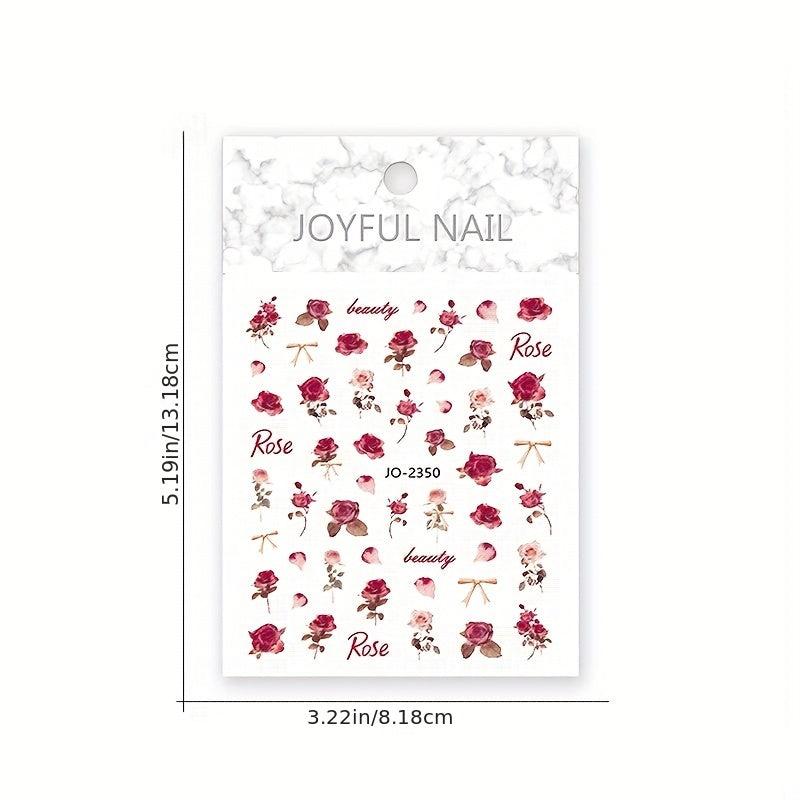 3D Rose Nail Art Stickers Floral DIY Nail Decoration
