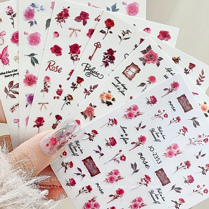 3D Rose Nail Art Stickers Floral DIY Nail Decoration