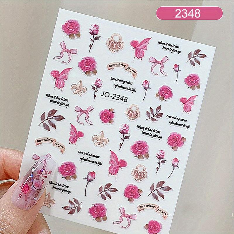 3D Rose Nail Art Stickers Floral DIY Nail Decoration