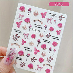3D Rose Nail Art Stickers Floral DIY Nail Decoration