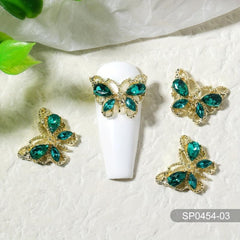 10pcs Butterfly Nail Art Charms with Crystal Zircons 3D Alloy Nail Accessory