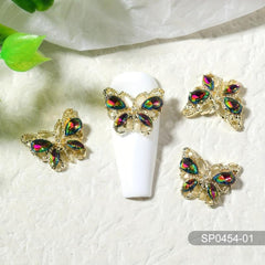 10pcs Butterfly Nail Art Charms with Crystal Zircons 3D Alloy Nail Accessory