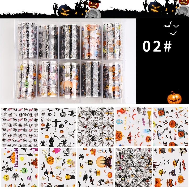 Christmas Halloween Nail Foil Transfer Stickers Snowman Santa Elk Laser Decals