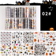 Christmas Halloween Nail Foil Transfer Stickers Snowman Santa Elk Laser Decals
